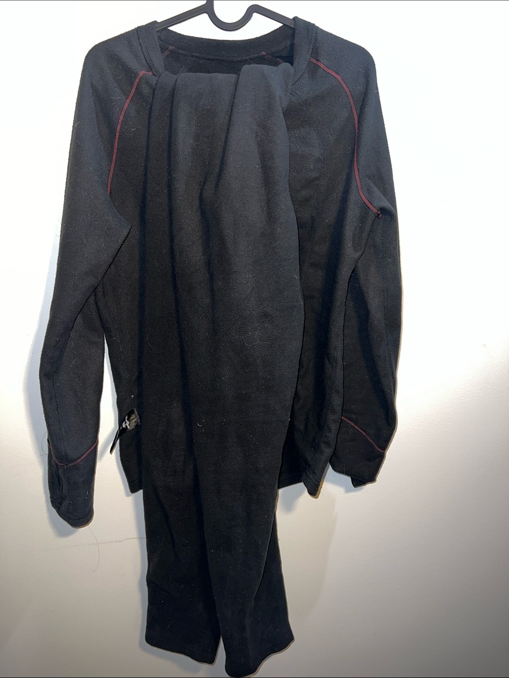T.J.Maxx Black Long Sleeve Thermal Top with Red Stitching